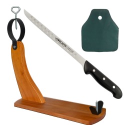 CUPERINOX Jamonero profesional tipo Góndola + Cuchillo Jamonero Alveolos  Acero Inoxidable (240 mm hoja)