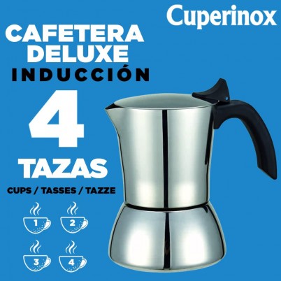 Cuperinox, Cafetera Inoxidable Deluxe, cafetera Italiana 4 Tazas, Cafetera  Italiana Inducción Acero Inoxidable, Mango Anti Quemaduras con Ofertas en  Carrefour