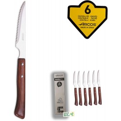 Arcos, cuchillos de mesa cuchillo mesa tradicional, 6 Piezas cuchillo  chuletero, mango nailon, Envase Eco