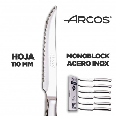 Arcos, Cuchillos Chuleteros Arcos, Cuchillo Arcos Madera, Arcos Cuchillo  Chuletero, 6 Piezas, Juego Cuchillos Carne, Cuchillos Mango Madera, Envase Eco, Fabricado En España con Ofertas en Carrefour