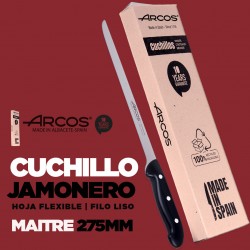 CUPERINOX Jamonero profesional tipo Góndola + Cuchillo Jamonero Alveolos  Acero Inoxidable (240 mm hoja)