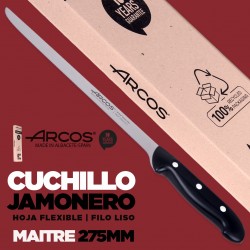 Juego Cuchillo jamonero y chaira (afilador) Arcos serie Maitre