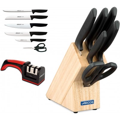 Arcos Juego Cuchillos Cocina y Afilador Cuchillos Cocina Profesional, 7  pzas