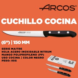 Arcos Juego Cuchillos Cocina, Cuchillos Cocina Arcos, 2 Pzas, Cuchillo  Cocina Profesional (150 Mm), Cuchillo Cortador Verduras (100 Mm), Acero  Inoxidable Nitrum, Mango Negro, Envase Eco con Ofertas en Carrefour