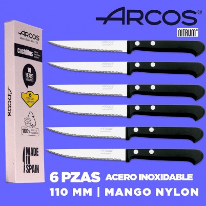 Arcos, cuchillos de mesa arcos (6 ud), cuchillos Arcos acero inoxidable  con sierra