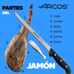 Arcos Set cuchillo jamonero profesional alveolado