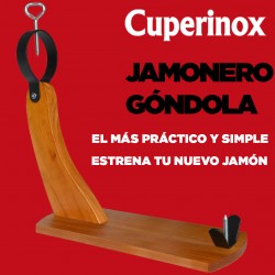 Soporte jamonero de madera modelo Góndola 39 x 40 x 16 cm. Soporte para  pata y paleta de jamón serrano e ibérico con agarres met