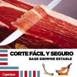 Soporte jamonero de madera modelo Góndola 39 x 40 x 16 cm. Soporte para  pata y paleta de jamón serrano e ibérico con agarres met