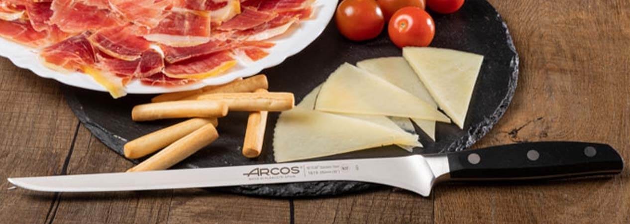 CUPERINOX Jamonero profesional tipo Góndola + Cuchillo Jamonero Alveolos  Acero Inoxidable (240 mm hoja)