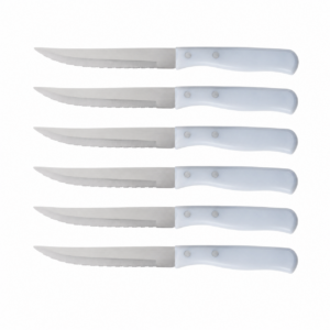 Cuperinox Pearl Elegance – Pack de 6 Cuchillos de Cocina 11 cm con Hoja de Acero Inoxidable Microdentada y Mango Nácar – Precisión y Sofisticación