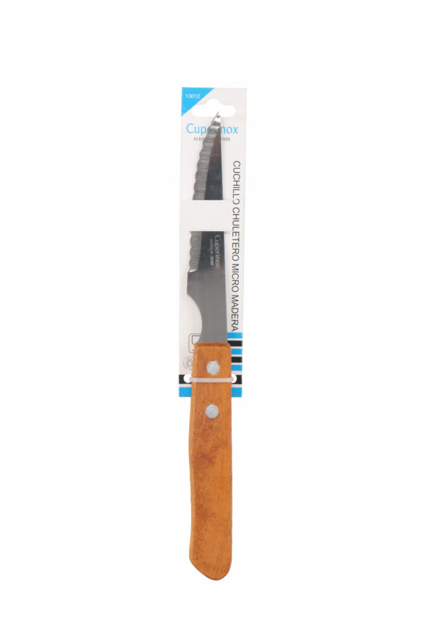 Cuperinox Classic Line – Set de 6 Cuchillos Chuleteros con Hoja de Acero Inoxidable y Mango de Madera – Hoja Microdentada para corte preciso