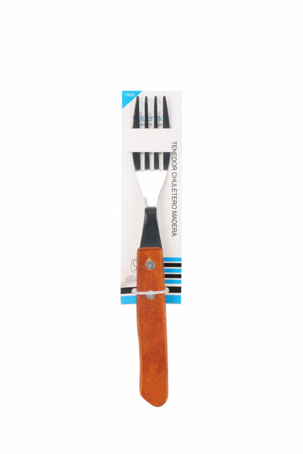 Cuperinox Classic Line – Set de 6 Tenedores Chuleteros con Puntas de Acero Inoxidable y Mango de Madera – Resistentes y Ergonómicos