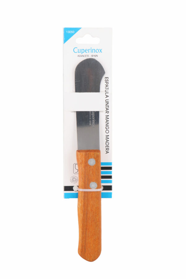 Cuperinox Classic Line – Pack de 6 Espátulas para Untar con Hoja de Acero Inoxidable y Mango de Madera – Ideal para Mantequilla, Quesos y Cremas