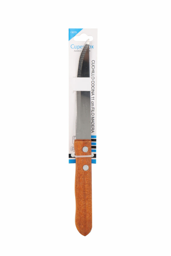 Cuperinox Classic Line – Set de 6 Cuchillos de Cocina 11 cm con Hoja de Acero Inoxidable y Mango de Madera – Filo Liso para Corte Preciso