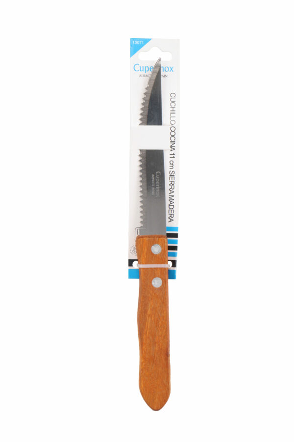 Cuperinox Classic Line – Set de 6 Cuchillos de Cocina 11 cm con Hoja de Acero Inoxidable y Mango de Madera – Hoja Serrada para Corte Preciso