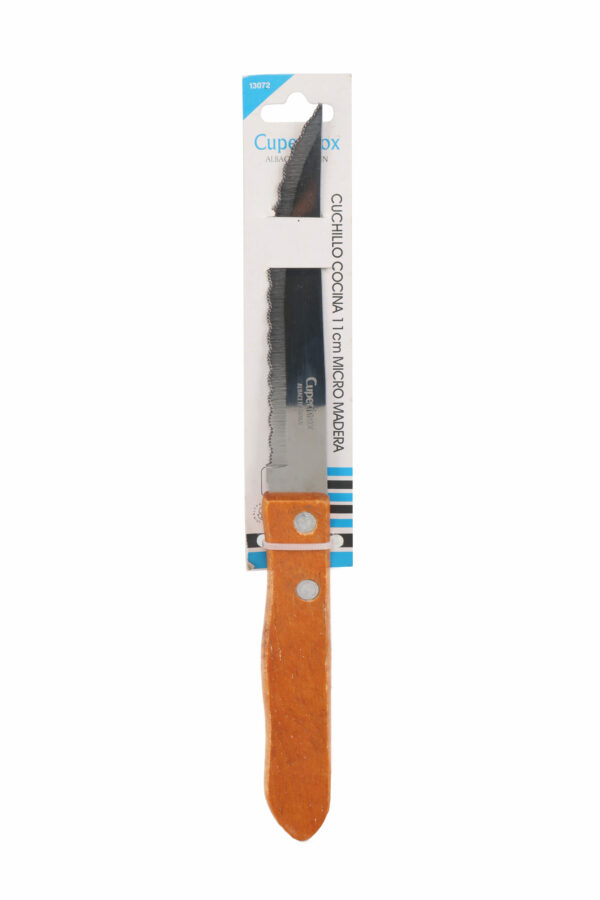 Cuperinox Classic Line – Set de 6 Cuchillos de Cocina 11 cm con Hoja de Acero Inoxidable y Mango de Madera – Hoja Microdentada para Corte Preciso
