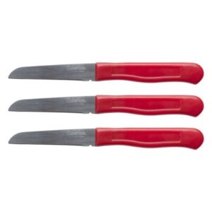 Set de 12 Cuchillos Patateros Color Rojo | Hoja de Acero Inoxidable | Corte Preciso para Frutas y Verduras | Mango Ergonómico | Apto Lavavajillas