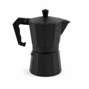 Cuperinox Aluminium Coffee Color - Cafetera Italiana de Aluminio Negro 1-2 Tazas | Apta para Inducción | Mango Ergonómico Anticalor | Diseño Elegante y Duradero