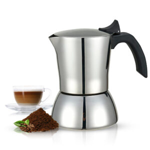 Cafetera Deluxe de Acero Inoxidable 4 Tazas - Apta para Inducción - Mango Anticalor - Diseño Elegante - Cuperinox Deluxe Coffee Series