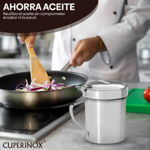 CUPERINOX Grasera Carne 550 ml | Acero Inoxidable | Recoge Grasas de Carne y Aceites | Apta Lavavajillas | Cocina Profesional - Gourmet Oil Collection