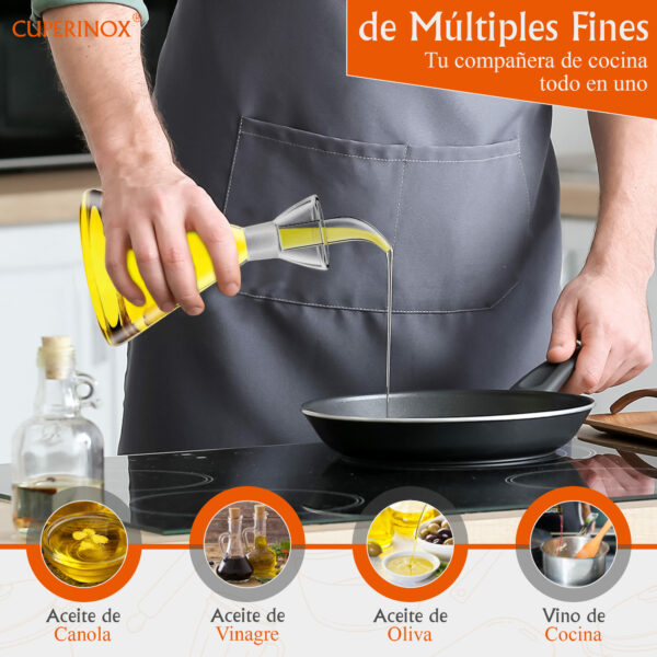 CUPERINOX Aceitera de Cristal Antigoteo para Aceite de Oliva, Resistente y Fácil de Limpiar Gourmet Oil Collection (250 Ml) - Imagen 5