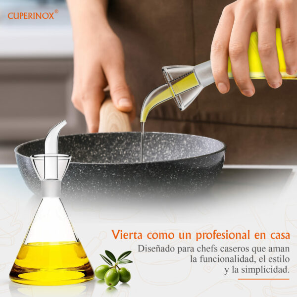 CUPERINOX Aceitera de Cristal Antigoteo para Aceite de Oliva, Resistente y Fácil de Limpiar Gourmet Oil Collection (250 Ml) - Imagen 7