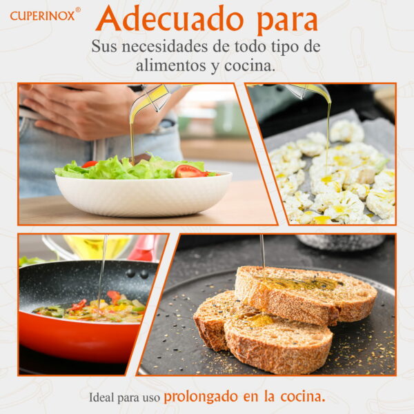 CUPERINOX Aceitera de Cristal Antigoteo para Aceite de Oliva, Resistente y Fácil de Limpiar Gourmet Oil Collection (1000 Ml) - Imagen 6