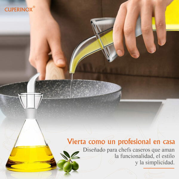 CUPERINOX Aceitera de Cristal Antigoteo para Aceite de Oliva, Resistente y Fácil de Limpiar Gourmet Oil Collection (1000 Ml) - Imagen 7