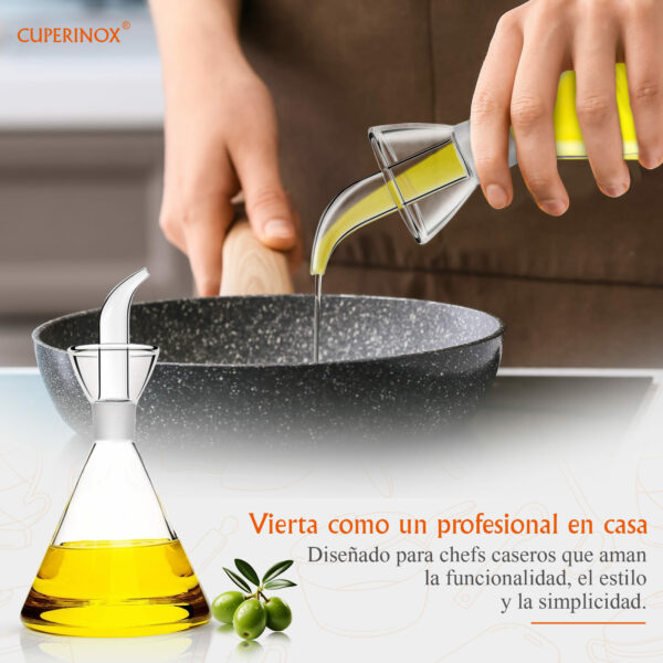CUPERINOX Aceitera de Cristal Antigoteo para Aceite de Oliva, Resistente y Fácil de Limpiar Gourmet Oil Collection (500 Ml) - Imagen 7