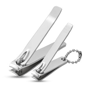 CUPERINOX Beauty Care - Set de Cortaúñas Profesional (2 uds) | Cortaúñas Pedicuro + Cortaúñas Mediano con Llavero | Acero Inoxidable | Precisión para Manos, Pies y Uñas Gruesas | Pack Uso Doméstico y Viaje