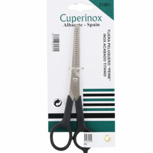 CUPERINOX Stylist Series - Tijera Peluquero Profesional de Entresacar 15 cm | Acero Inoxidable Recubierto de Titanio | Corte Preciso para Desfilar y Texturizar | Uso Profesional