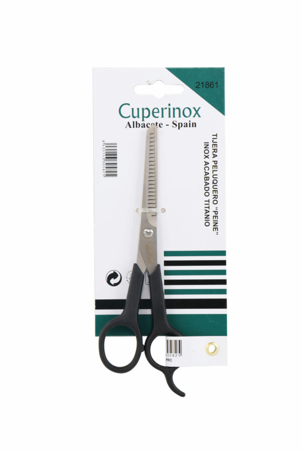 CUPERINOX Stylist Series - Tijera Peluquero Profesional de Entresacar 15 cm | Acero Inoxidable Recubierto de Titanio | Corte Preciso para Desfilar y Texturizar | Uso Profesional
