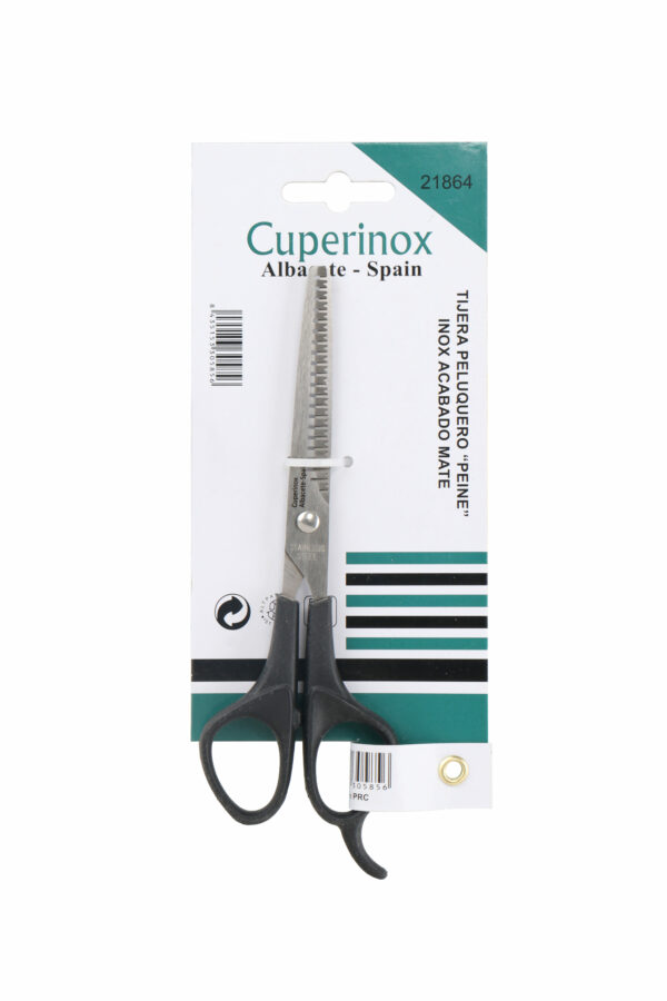 CUPERINOX Stylist Series - Tijera Peluquero Profesional de Entresacar 16,5 cm | Acero Inoxidable Mate | Corte de Texturizado y Desfilado | Uso Profesional en Salones