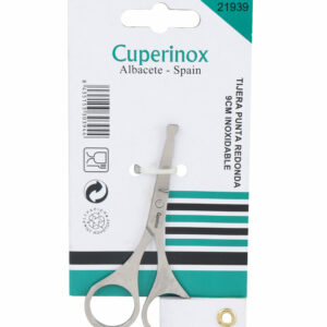 CUPERINOX Beauty Care - Tijera Punta Redonda para Manicura y Pedicura 9 cm | Acero Inoxidable Seguro | Recorta Uñas, Cejas y Vello Facial | Uso Profesional y Personal