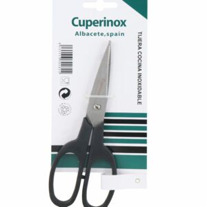 CUPERINOX Kitchen Pro - Tijeras Cocina Profesional | Mango Negro Ambidiestro | Acero Inoxidable de Alta Calidad | Para Pollo, Pescado, Carne y Verduras | Apto Lavavajillas