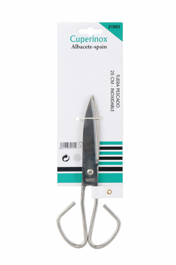CUPERINOX Kitchen Pro - Tijeras de Pescado 25 cm de Acero Inoxidable | Mango Metálico Robusto | Corte Profesional para Pescado, Carne y Caza | Uso Ambidiestro | Apto Lavavajillas