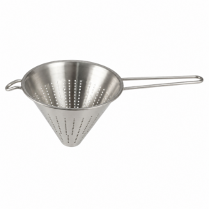Cuperinox – Colador Chino de Acero Inoxidable 20 cm | Diseño Cónico con Malla Fina | Mango Ergonómico y Gancho de Apoyo | Kitchen Prep Line