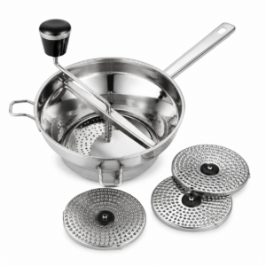 CUPERINOX Pasapuré Inoxidable 19 cm con 3 Discos Intercambiables | Mango Metálico | Para Purés, Cremas y Salsas | Kitchen Prep Line