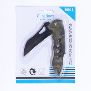 Cuperinox Outdoor Series – Navaja de Acero Inoxidable con Bloqueo de Seguridad | Mango Negro Ergonómico | Ideal para Outdoor y Uso Diario