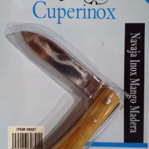 Cuperinox Outdoor Series – Navaja de Acero Inoxidable con Mango de Madera Natural | Diseño Clásico y Funcional | Ideal para Uso Diario, Campo y Caza