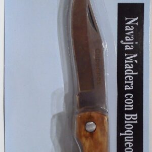 Cuperinox Outdoor Series – Navaja de Acero Inoxidable con Mango de Madera y Sistema de Bloqueo | Diseño Rústico y Seguro para Camping, Caza y Uso Diario