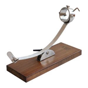 Maestros del Corte by CUPERINOX - Soporte Jamonero Balancin Profesional con Base de Madera | Sistema Basculante y Cabezal Giratorio | Acero Inoxidable y Madera Lacada | Apto para Jamones y Paletillas