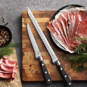 Maestros del Corte by CUPERINOX - Set Jamonero Profesional 2 Piezas | Cuchillo Jamonero Alveolado 25 cm y Deshuesador 15 cm | Acero Inoxidable de Alta Precisión | Corte Fino y Equilibrado