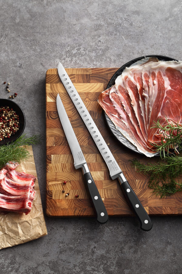 Maestros del Corte by CUPERINOX - Set Jamonero Profesional 2 Piezas | Cuchillo Jamonero Alveolado 25 cm y Deshuesador 15 cm | Acero Inoxidable de Alta Precisión | Corte Fino y Equilibrado