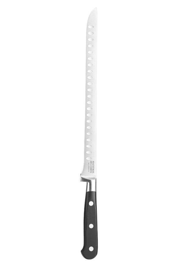 Maestros del Corte by CUPERINOX - Cuchillo Jamonero Profesional Alveolado 25 cm| Hoja Flexible de Acero Inoxidable | Mango Ergonómico Antideslizante | Corte Fino y Preciso del Jamón - Imagen 2