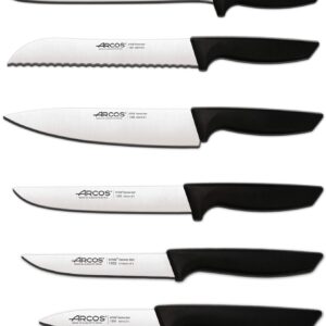 Juego de cuchillos de cocina ARCOS de 6 piezas de acero inoxidable con mango negro