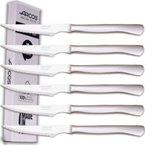 Cuchillos de carne ARCOS, juego de 6 cuchillos chuleteros monobloque de acero inoxidable