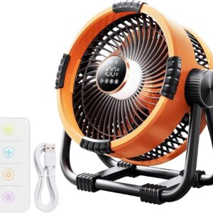 CUPERINOX Ventilador Portatil, Camping, Exterior, Playa, Piscina, Festival| 5+ cargas movil| +48H de bateria | 20000mAh| Powerbank, Luz led, Mando a distancia y Temporizador
